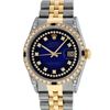 Image 1 : Rolex Mens 2 Tone 14K Lugs Blue Vignette Diamond String & Sapphire Datejust Wris