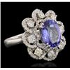 Image 1 : 14KT White Gold 3.23 ctw Tanzanite and Diamond Ring