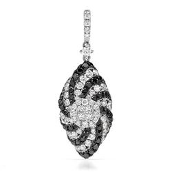 18k White Gold 1.55CTW Diamondand Black Diamonds Pendant, (VS1-VS2/G)