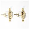 Image 4 : Large 14K Yellow Gold 1.32 ctw Princess Round Diamond Cluster Screw Back Earring