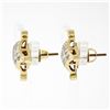 Image 5 : Large 14K Yellow Gold 1.32 ctw Princess Round Diamond Cluster Screw Back Earring
