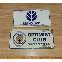 NEW HOLLAND AND OPTIMIST CLUB LICENSE PLATES