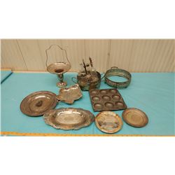 LOT OF SILVER PLATED ITEMS & PARTIAL CRUET SET