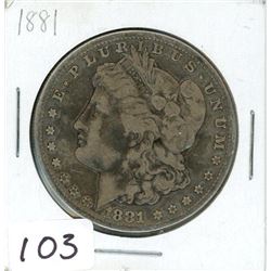 ONE DOLLAR COIN (USA) *1881* (MORGAN) *SILVER*
