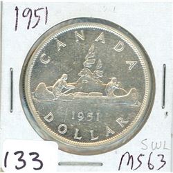 ONE DOLLAR COIN (CANADA) *1951-SWL* (SILVER)
