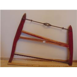 ANTIQUE RED PAINTED BUCK SAW 27" COARSE TIPPED BLADE