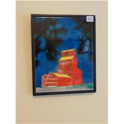 PIONEER GRAIN ELEVATOR CERAMIC FRAMED WALL HANGING (8" BY 10")