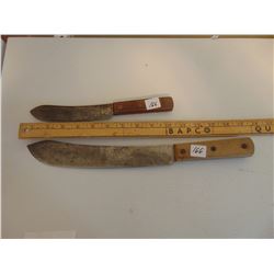 TWO OLD WOODEN HANDLED KNIVES (NO MARKINGS)
