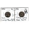 Image 1 : 1990 BARE BELLY FIVE CENT ERROR VARIETIES