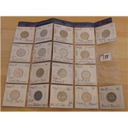 MODERN FIVE CENT ERROR COIN LOT OF 18 COINS