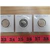 Image 1 : LOT OF THREE 1967 CENTENNIAL 5 CENT RABBIT NICKELS