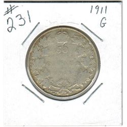 CANADIAN SILVER 50 CENT PIECE (1911)