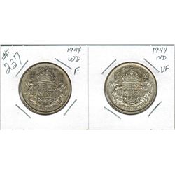2- CANADIAN SILVER 50 CENT PIECES (1944) *WIDE DATE AND NARROW DATE TYPES*