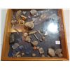 Image 1 : DISPLAY CASE FULL OF FOSSILS AND CRYSTALS, ETC…