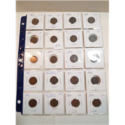 LOT OF 20 US INDIAN HEAD PENNIES (1880-1906-ALL DIFFERENT)
