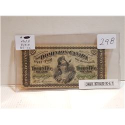 1870 TWENTY FIVE CENT BILL (CANADA) *SHINPLASTER* (GREAT GRAPHICS)
