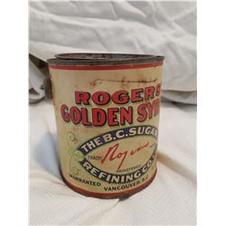 RARE ANTIQUE ROGERS SYRUP TIN (ONE OF THE FIRST)