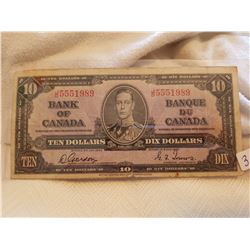 TEN DOLLAR BILL (CANADA) *1937* (GORDON TOWERS SIGNATURE)