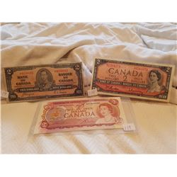 LOT OF 3-TWO DOLLAR BILLS (1937-1954-1974)
