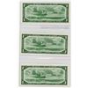 Image 2 : LOT OF 3 ONE DOLLAR BILLS (CANADA) *1954* (2 HAVE SEQUENCIAL SERIAL NUMBERS)