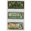 Image 1 : LOT OF 3-ONE DOLLAR BILLS (CANADA) *1937-1954-1973*
