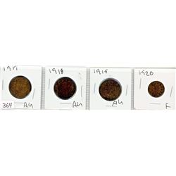4-ONE CENT COINS (CANADA-SEQUENCIAL YEARS) *1917-1918-1919-1920*