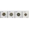 Image 1 : 4-TWENTY FIVE CENT COINS AND 1-TEN CENT COIN (CANADA) *1909-1910-1929-1919 DIME* (SILVER)