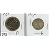 Image 1 : 1-FIFTY CENT COIN AND 1-TWENTY FIVE CENT COIN (CANADA) *1937*
