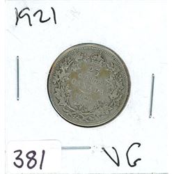 TWENTY FIVE CENT COIN (CANADA) *1921* (SILVER)