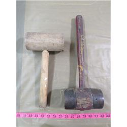 LOT OF TWO WOODEN MALLETS (1 IS A KEG CLOSER)