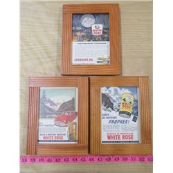 LOT OF THREE WHITE ROSE ADVERTISING PIECES (FRAMED)