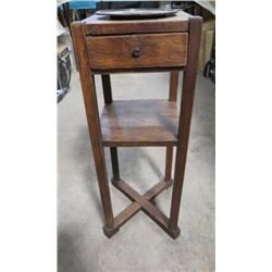 OAK SMOKER STAND WITH DRAWER (8.5" X 8.5" X 24")