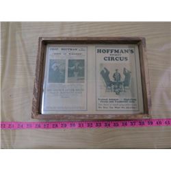 RARE CIRCUS ADVERTISING (FRAMED) *PRINTED IN ROULEAU, SK*