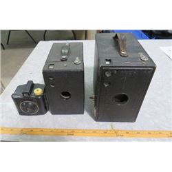 LOT OF TWO BOX CAMERAS AND ONE BABY BROWNIE CAMERA