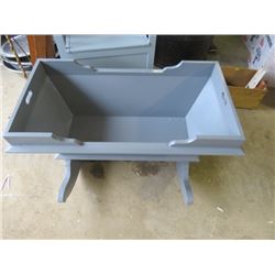 HAND BUILT DOVE TAILED WOODEN CRADLE (37" X 20.5" X21")