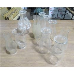 LOT OF ELEVEN COAL OIL LAMP CHIMNEYS (8 ARE #1)