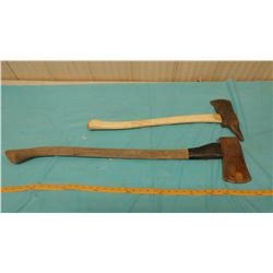 TWO AXES (PICK AXE/FIREMAN AXE) *HANDLES ARE 33" & 22.5"*