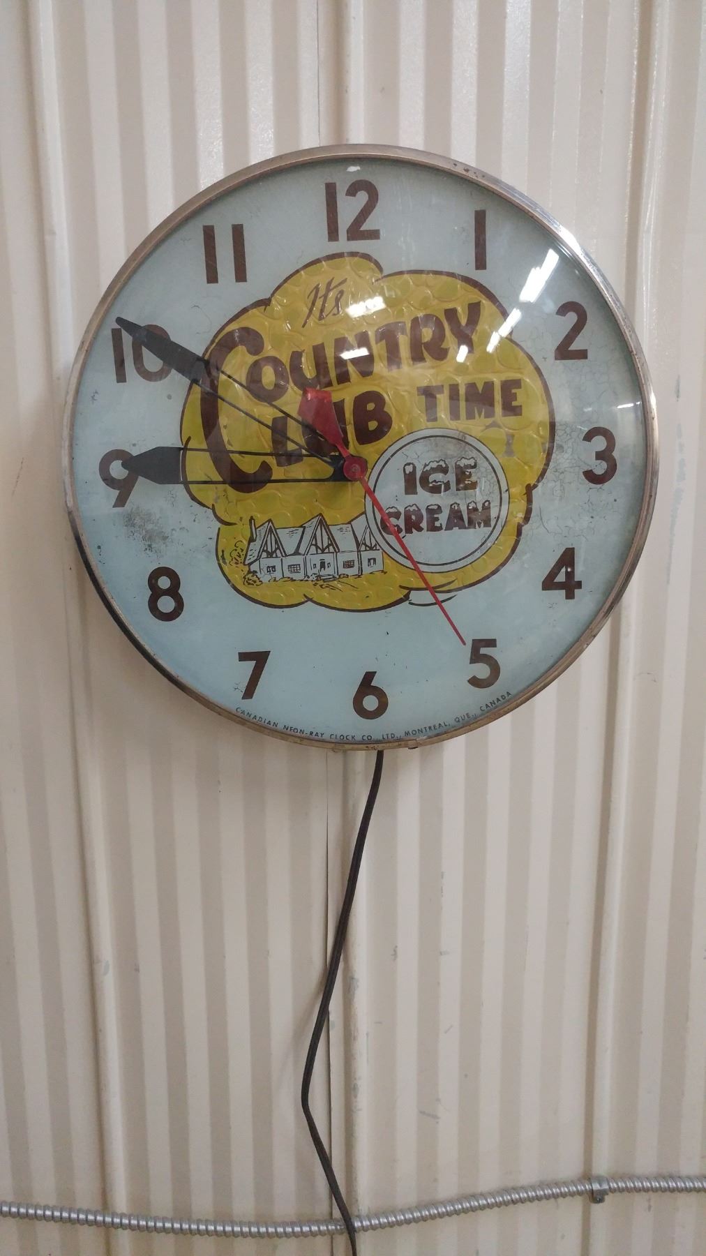 COUNTRY CLUB TIME CLOCK (CANADIAN NEON RAY CLOCK CO. LTD.) *WORKS AND