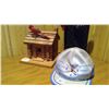 Image 3 : Lot of 4 items (bird house, battery operated retirement hat, 2 crocheted dog bottles)