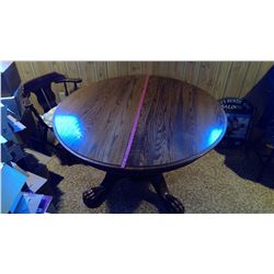 52" W Lions Foot Wood Table c/w 20" leaf 30" H