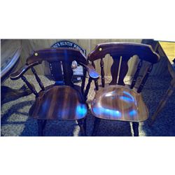 2 wooden chairs. One 14" back, one 16" back.