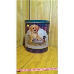 Tin "Puppy & Decoy" with dog toys inside