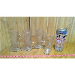 4 boot mugs & 1 cocktail mixer