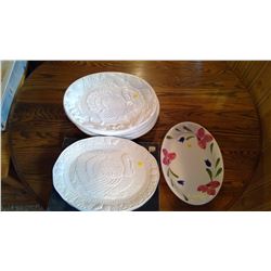 Lot of platters (two glass, 9 plastic)