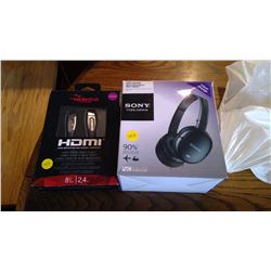 Sony Noise Cancelling Headphones & HDMI cable