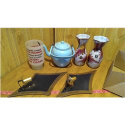 Assorted glassware, candle holders