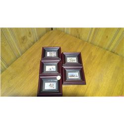 Lot of 5 Canadian Wildlife Conservation stamps in frames 1985-1989