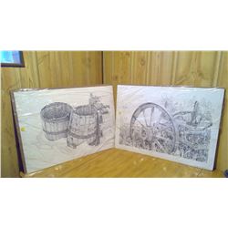 Two unframed prints by Ben Hladun 31/350 & 44/350 (24.5" x 17 3/4")