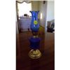 Image 1 : Miniature colbalt blue coil oil lamp 10"T