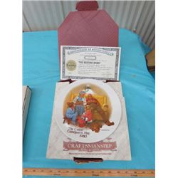 LOT OF TWO DECORATIVE PLATES (THE BEDTIME STORY & UNOPENED LITTLE MISS MUFFET)